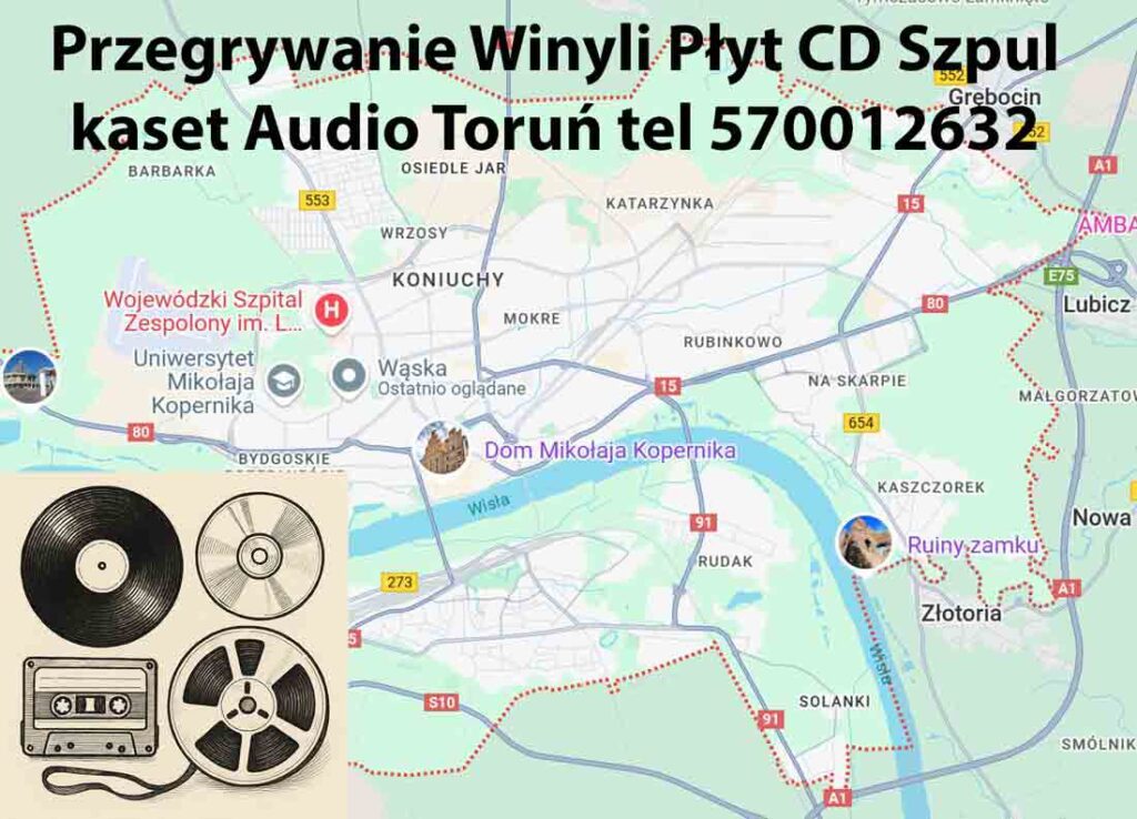 Przegrywanie Winyli Płyt CD Szpul kaset Audio Toruń