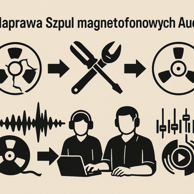 Naprawa Szpul magnetofonowych Audio Zepsuta Szpula magnetofonowa Audio Naprawa mechaniczna Szpul magnetofonowych Audio Naprawa dźwięku Szpul magnetofonowych Audio Obróbka dźwiękowa Szpul magnetofonowych Audio Naprawa Szpuli magnetofonowych Audio I dźwięku na niej
