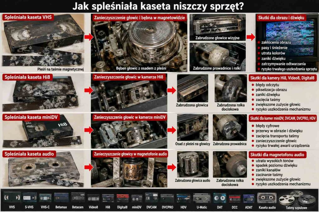 Jak spleśniałą kaseta niszczy sprzęt audio wideo